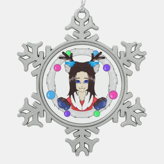 Kerstmis Catberry Tin Sneeuwvlok Ornament (Voorkant)