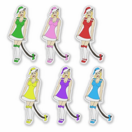 Kerstmis catgirls sticker (Voorkant)