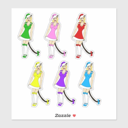 Kerstmis catgirls sticker (Vel)