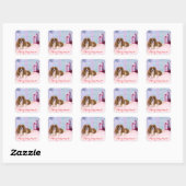 Kerstmis Cavalier King Charles Met Cadeaus Vierkante Sticker (Vel)