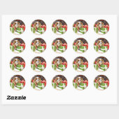 Kerstmis - Cavalier King Charles Spaniel - Klaproo Ronde Sticker (Vel)