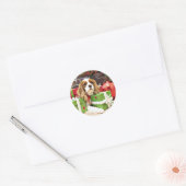Kerstmis - Cavalier King Charles Spaniel - Klaproo Ronde Sticker (Envelop)
