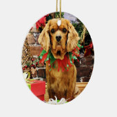 Kerstmis - Cavalier King Charles Spaniel - Koper Keramisch Ornament (Rechts)