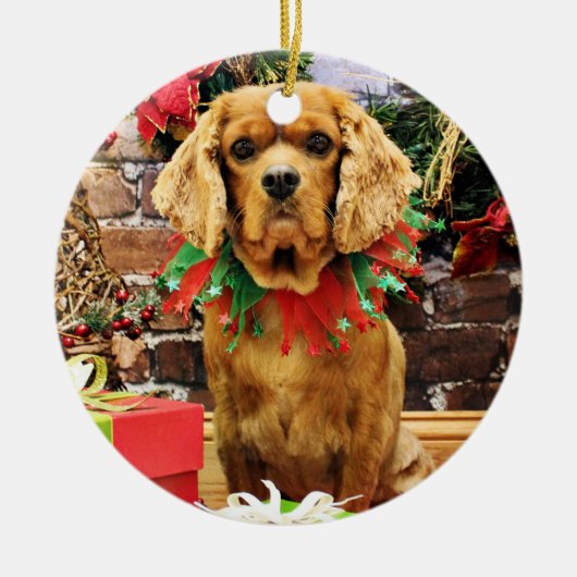 Kerstmis - Cavalier King Charles Spaniel - Koper Keramisch Ornament (Voorkant)