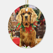 Kerstmis - Cavalier King Charles Spaniel - Koper Keramisch Ornament (Links)