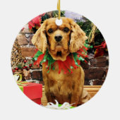 Kerstmis - Cavalier King Charles Spaniel - Koper Keramisch Ornament (Achterkant)
