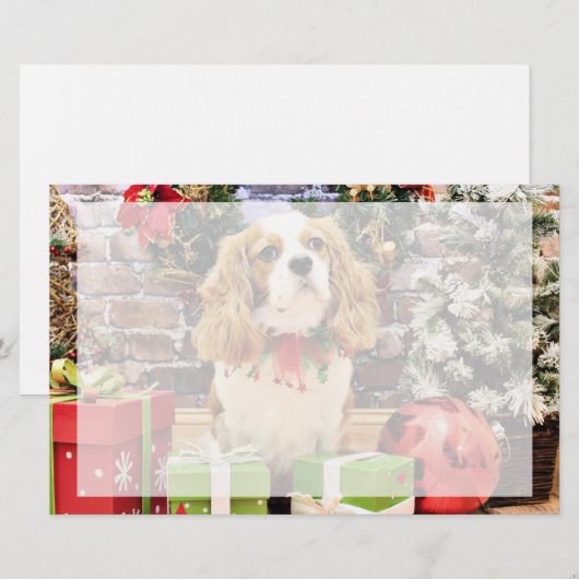 Kerstmis - Cavalier King Charles Spaniel Maverick Briefpapier (Voorkant / Achterkant)