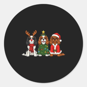 Kerstmis Cavalier King Charles Spaniel Santa Claus Ronde Sticker