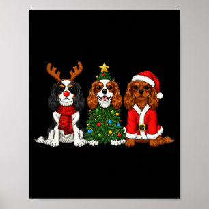 Kerstmis Cavalier King Charles Spaniel Sint Herder Poster