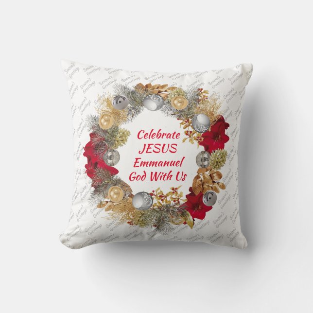 Kerstmis | CELEBRATE JESUS White Kussen (Voorkant)