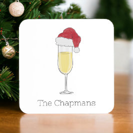 Kerstmis Champagne Feestelijke Kerstman Hoed Bier Onderzetter