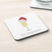 Kerstmis Champagne Feestelijke Kerstman Hoed Bier Onderzetter (Linkerzijde)