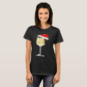 Kerstmis, Champagne Glass Santa Hat Drink T-shirt (Voorkant volledig)