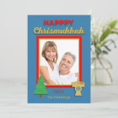 Kerstmis Chanoeka Boom en Menora Foto Plat Kaart (Staand voorkant)
