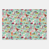 KERSTMIS CHAOS BUNDEL KATTEN, PINGUÏNS, POINSETTIA INPAKPAPIER VEL (Voorkant)