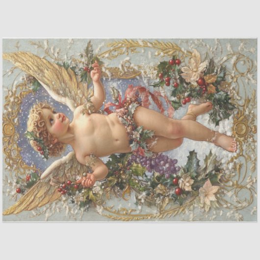 Kerstmis Cherub Tissuepapier (Voorkant)
