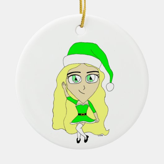 Kerstmis chibi keramisch ornament (Voorkant)