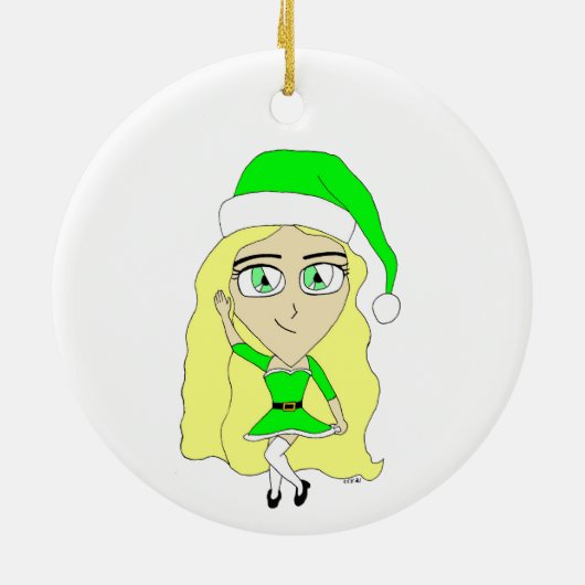 Kerstmis chibi keramisch ornament (Achterkant)