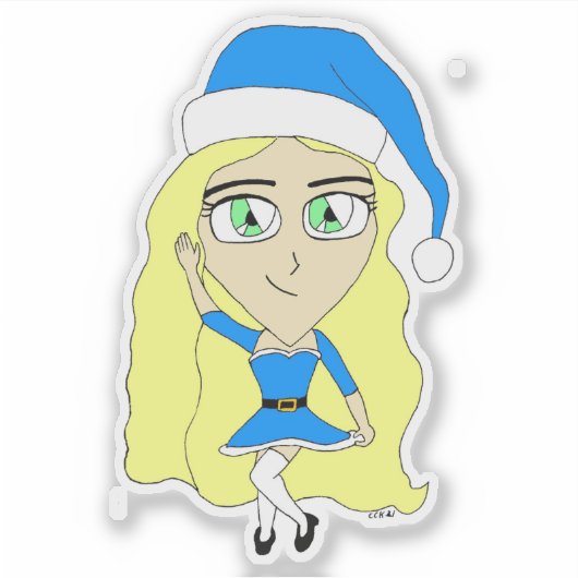 Kerstmis chibi sticker (Voorkant)