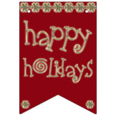 Kerstmis - Chic Gold Glitter Typografie Red Vlaggetjes (Derde vlag)