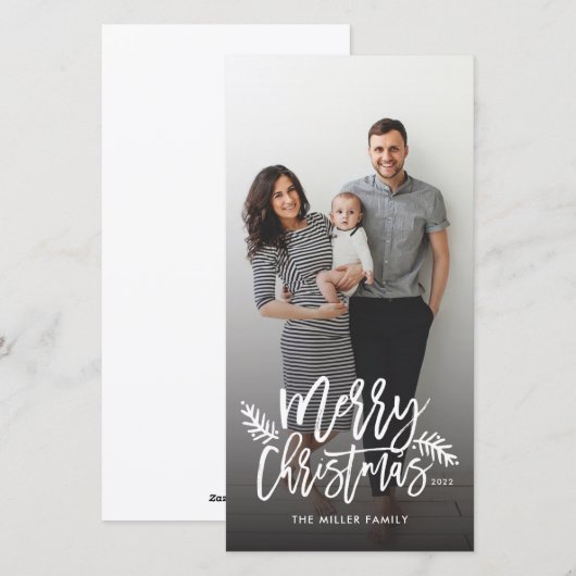 Kerstmis Chic Hand Lettered Kerst Foto Feestdagenkaart (Voorkant / Achterkant)