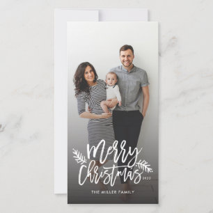 Kerstmis Chic Hand Lettered Kerst Foto Feestdagenkaart