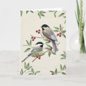 Kerstmis Chickadee Feestdagen Kaart (Voorkant)