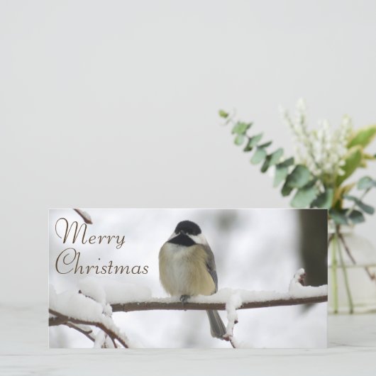 Kerstmis Chickadee Feestdagenkaart (Staand voorkant)