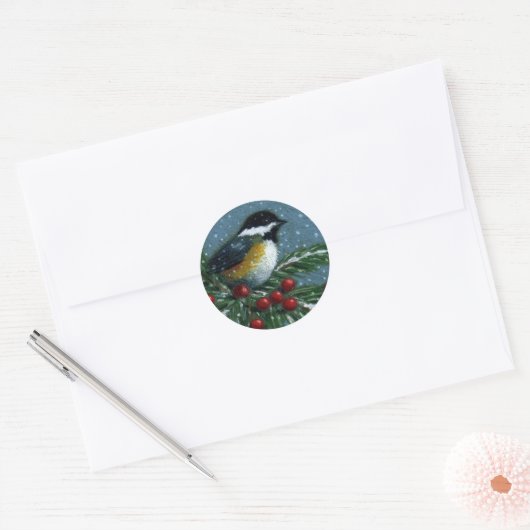 KERSTMIS: CHICKADEE: STICKERS (Envelop)