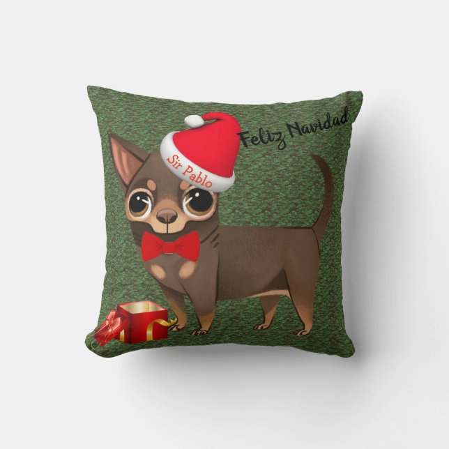Kerstmis Chihuahua Feliz Navidad Pillow Kussen (Voorkant)