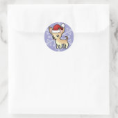 Kerstmis Chihuahua (gladde jas) Ronde Sticker (Tas)