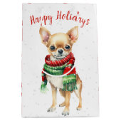 Kerstmis Chihuahua in sneeuwvlokken Medium Cadeauzakje (Voorkant)