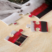 Kerstmis Chihuahua is in een rode mand Legpuzzel (Zijkant)