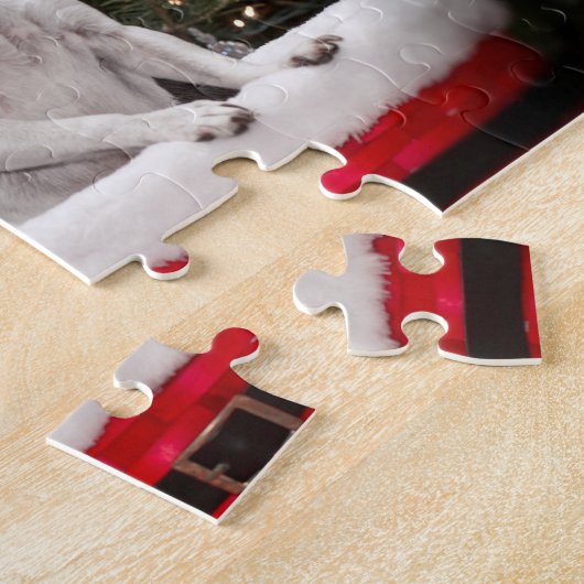 Kerstmis Chihuahua is in een rode mand Legpuzzel (Zijkant)