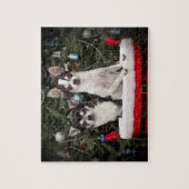 Kerstmis Chihuahua is in een rode mand Legpuzzel (Verticaal)