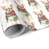 Kerstmis Chihuahua met wintersjaal Cadeaupapier (Rol Hoek)