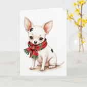 Kerstmis Chihuahua met wintersjaal Kaart (Gele Bloem)