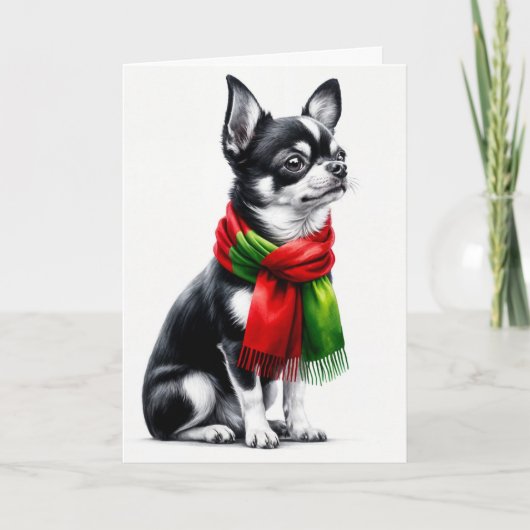 Kerstmis Chihuahua met wintersjaal Kaart (Voorkant)