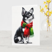 Kerstmis Chihuahua met wintersjaal Kaart (Gele Bloem)