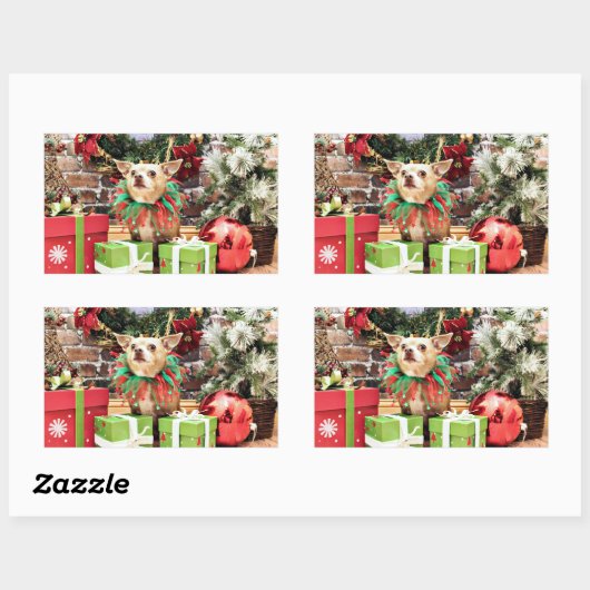 Kerstmis - Chihuahua - Miles Rechthoekige Sticker (Vel)