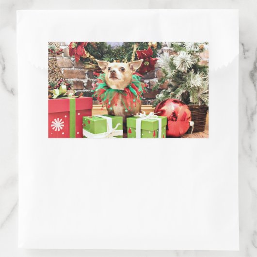 Kerstmis - Chihuahua - Miles Rechthoekige Sticker (Tas)