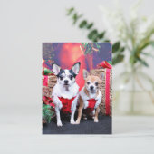 Kerstmis - Chihuahua - Moo en Ginger Feestdagenkaart (Staand voorkant)