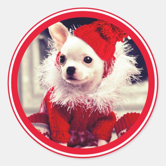 KERSTMIS CHIHUAHUA STICKER ENVELOP SEAL (Voorkant)