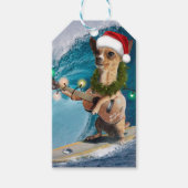 Kerstmis Chihuahua Surfing Cadeaulabel (Voorkant)