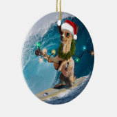 Kerstmis Chihuahua Surfing Keramisch Ornament (Rechts)