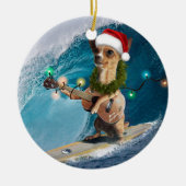 Kerstmis Chihuahua Surfing Keramisch Ornament (Voorkant)