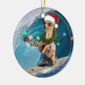 Kerstmis Chihuahua Surfing Keramisch Ornament (Links)