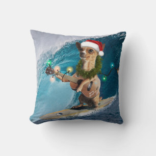 Kerstmis Chihuahua Surfing Kussen
