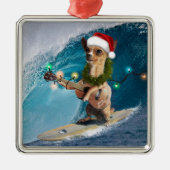 Kerstmis Chihuahua Surfing Metalen Ornament (Voorkant)