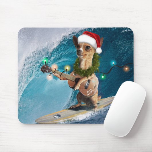 Kerstmis Chihuahua Surfing Muismat (Met muis)